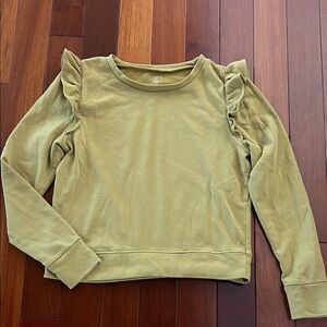 LOFT Chartreuse Flutter Sleeve Top, S